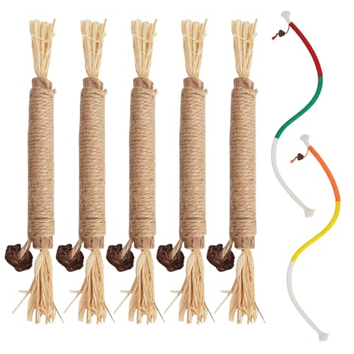 Celiodd 7er-Pack Katzenspielzeug Katzenminze Spielzeug Zahnpflege Katzen Matatabi Stick Katze 5 Stück Beißstäbe für Katzen und 2 Stück 70 cm Lange Kauseile Zur Stärkung Der Bewegung Der Katze von Celiodd