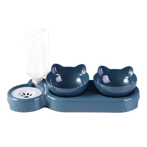 3 in 1 Futternapf Katze Erhöht, 15° Kippbare Fressnapf Katze, Katzen Napfset mit Wasserfontänen, Erhöhter Katzennäpfe, Katzenschüssel, Katzenfressnapf, Katzenfutter Napf, Cat Bowl von Celuicion