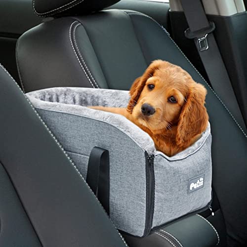 Autositz Für Katzen & Kleine Hunde, Abnehmbarer Und Waschbarer Hundeautositz Für Kleine Tiere bis zu 6kg, Länge< 33cm, Autositz In Der Mittelkonsole von Celuicion