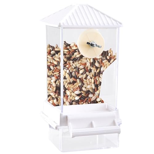 Bird Automatic Feeder, Automatischer Vogelfutterleiter,Hangable -Lebensmittelspender für Sittiche - Hausfenster Anti-Spill-Vogelfuttermittel für die Aussicht im Freien, abnehmbares Tablett, große Kapa von Celuicion