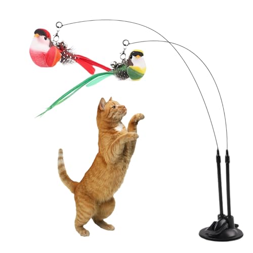 Celuicion Katzenangel Spielzeug - Katzenspielzeug Mit Lockvogel,Abnehmbarer Saugnapf Doppelvogel Attrappe mit zwitschernden Vögeln für Gewichtskontrolle Beweglichkeitstraining Celuicion Katzenangel Spielzeug - Katzenspielzeug Mit Lockvogel,Abnehmbarer Saugnapf Doppelvogel Attrappe mit zwitschernden Vögeln für Gewichtskontrolle Beweglichkeitstraining von Celuicion