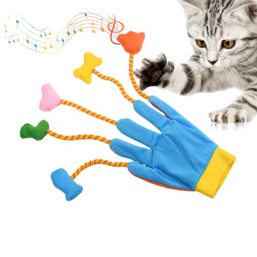 Celuicion Katzenspielzeughandschuhe, Teaser-Handschuhe für Katzen - Katzenspielzeug-Handschuhe Teaser-Handschuhe,5-Finger-Handschuhe mit Glöckchen, interaktives Katzenspielzeug, Kätzchenspielzeug für von Celuicion