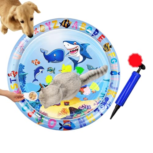 Celuicion Katzenwasserspielmatte, Katzensensorische Wassermatte, Kühlwasserbett Haustierpolster Spielzeug, Cat Interactive Toys Kühlmatte für Welpen Haustiere und Hunde von Celuicion