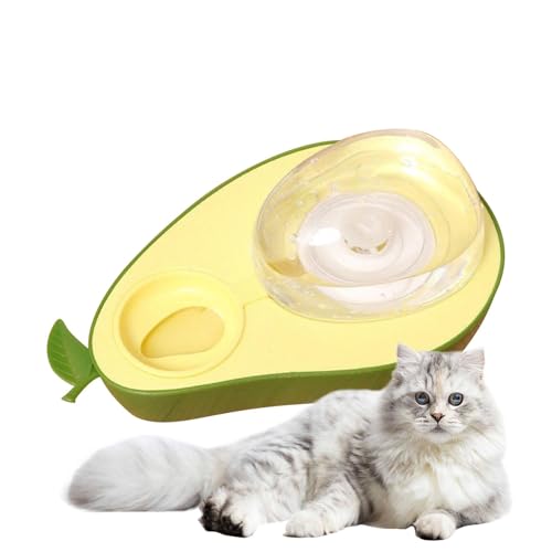 Celuicion Kitten Food Bowl, Kätzchen -Fütterungsschale,Avocado Form Doppelhundwasserschale 690 ml - Katzen-Lebensmittelutensilien, Anti-Kocher, großkalibern Haustierversorgungen für alle Größen von Celuicion