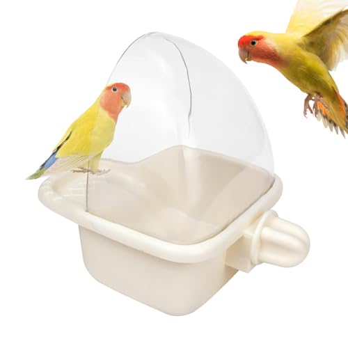 Celuicion Transparente Vogeltränke für Käfig,Vogeltränke für Käfig | Papageienkäfig-Badewannenbox,Hängende Pet Brids Badebox, Vogelkäfig-Zubehör, Badewanne, Badewanne für Kanarische Wellensittiche von Celuicion