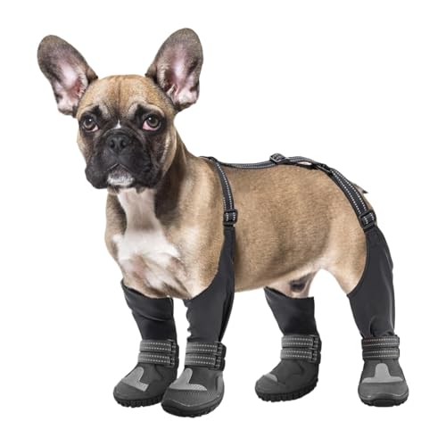 Hundestiefel mit Hosenträgern, verstellbare Hunde-Regenstiefel, Outdoor-Hundeschuhe, Pfotenschutz, rutschfeste, wasserdichte Welpen-Hosenträgerstiefel für Spaziergänge im Winter, Wandern von Celuicion