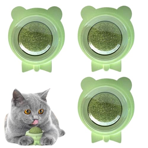 Katzenwand Katzenminzenkugeln, Katzen -Nip -Kugeln an der Wand kleben - Rotatable Extra Cat Energy Ball - Katzenspielzeug, Catnip -Tiere Spielzeug Silbervine -Kugel für Katzen Zähnereinigen von Celuicion