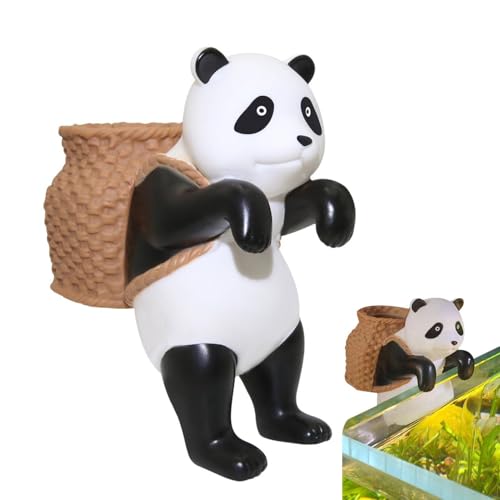 Kleines Aquarium-, Panda-Figur, Aquarium-Ornament, Niedlicher Panda-Aquarium-Aufhänger, Miniatur-Gartenzubehör, kreative Kleintieration für Aquarienliebhaber von Celuicion