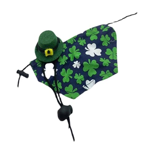 Umhang und Hut, St. Patrick's Day Kostüm - Shamrock Muster Bandanas Welpenparty Kleidung,Irish Festival Cosplay Supplies, Reptilienkostüm für Echsenhamster Leopard Gecko von Celuicion