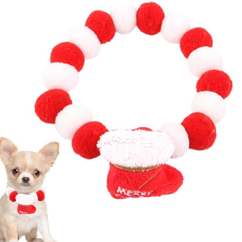 Weihnachts-Katzenhalsband,Hunde-Weihnachtshalsband, Dehnbares buntes Hundehalsband, Hunde-Weihnachtsoutfit, weihnachtliches Haustierkostüm für Hunde zum Fotografieren, tägliches Spazierengehen, Spiele von Celuicion