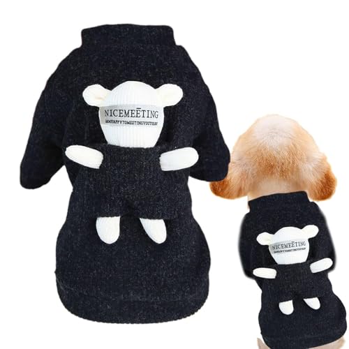 Winter-Hundepullover, Rollkragen-Hundepullover - Mit Rollkragen-Strickkatzen-Outfits für Bärenpuppe - Schöner Stil, dick, strickend, warme Haustierkleidung für Foto-Requisiten von Celuicion