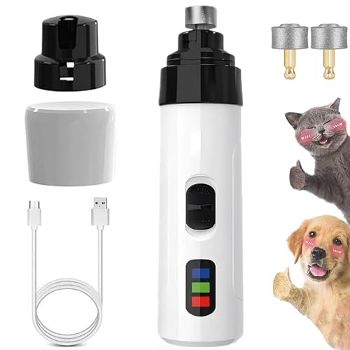 Accuratew Rechargeable USB Charging Electric Pet Nail Grinder, Pet Nail Grinder for Dogs Cats, Silent Waterproof Protable Pet Nail Groomer for Large Medium Small Dogs (1Set+ 2 Grinding Heads) von Cemssitu