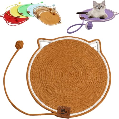 Cat Scratcher, Round Cat Scratch Pad, Cat Play Mat Interactive, Cat Scratching Pad with Ball, Hangable Cat Bed Mat Wall Furniture Protector, Dual Scratching Pads for Indoor Cats Dogs (Brown,Large) von Cemssitu