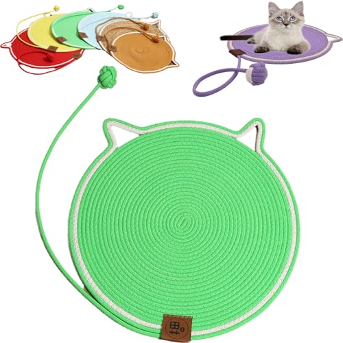 Cat Scratcher, Round Cat Scratch Pad, Cat Play Mat Interactive, Cat Scratching Pad with Ball, Hangable Cat Bed Mat Wall Furniture Protector, Dual Scratching Pads for Indoor Cats Dogs (Green,Large) von Cemssitu