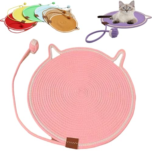 Cat Scratcher, Round Cat Scratch Pad, Cat Play Mat Interactive, Cat Scratching Pad with Ball, Hangable Cat Bed Mat Wall Furniture Protector, Dual Scratching Pads for Indoor Cats Dogs (Pink,Small) von Cemssitu