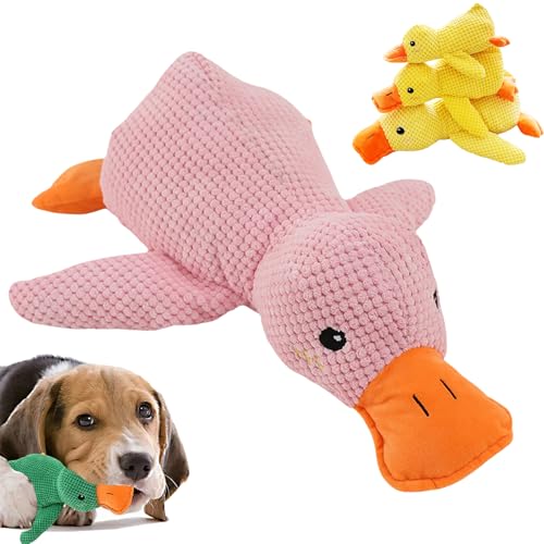 Cemssitu Calming Duck Dog Toy, The Mellow Dog Calming Duck, Yellow Duck Dog Toy, with Quack-Quack Sound, Plush Squeaky Dog Toys for Small, Medium, and Large Breeds (Pink-Large) von Cemssitu