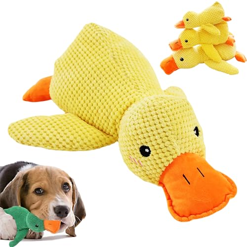 Cemssitu Calming Duck Dog Toy, The Mellow Dog Calming Duck, Yellow Duck Dog Toy, with Quack-Quack Sound, Plush Squeaky Dog Toys for Small, Medium, and Large Breeds (Yellow-Large) von Cemssitu