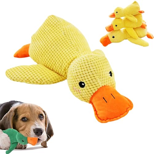 Cemssitu Calming Duck Dog Toy, The Mellow Dog Calming Duck, Yellow Duck Dog Toy, with Quack-Quack Sound, Plush Squeaky Dog Toys for Small, Medium, and Large Breeds (Yellow-Medium) von Cemssitu