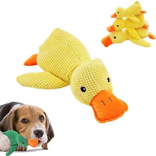 Cemssitu Calming Duck Dog Toy, The Mellow Dog Calming Duck, Yellow Duck Dog Toy, with Quack-Quack Sound, Plush Squeaky Dog Toys for Small, Medium, and Large Breeds (Yellow-Small) von Cemssitu