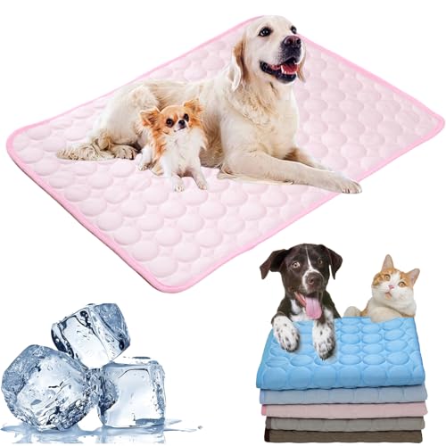 Cemssitu Washable Cooling Mat for Dogs, Ice Silk Cooling Dog Bed, Summer Pet Cooling Mat for Indoor & Outdoor, Durable Sofa Cooling Pad Blanket for Small Medium Large Dogs/Cats (16 * 12 in,Pink) von Cemssitu