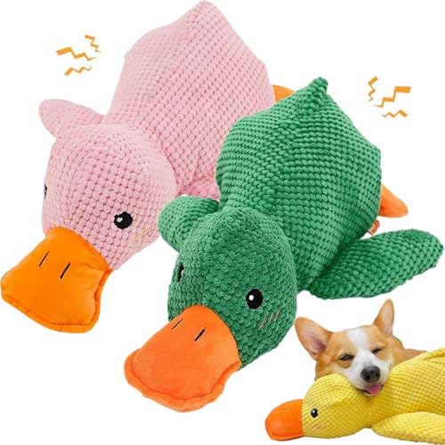 Grishay Calm Duck Dog Toy, Dog Emotional Support Duck, Sherum Outfany Dotmalls Calming Duck, Calming Duck Dog Toy Bright Yellow, Calming Duck for Dogs, The Mellow Dog Calming Duck (Pink Green) von Cemssitu