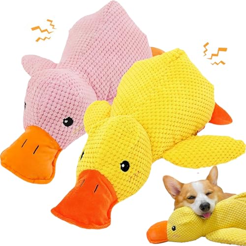 Grishay Calm Duck Dog Toy, Dog Emotional Support Duck, Sherum Outfany Dotmalls Calming Duck, Calming Duck Dog Toy Bright Yellow, Calming Duck for Dogs, The Mellow Dog Calming Duck (Yellow Pink) von Cemssitu