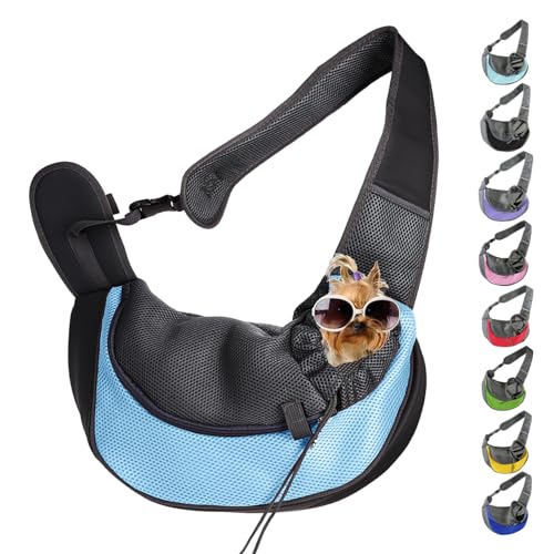 Pet Carrier - for Cats and Small Dogs, Pet Dog Cat Puppy Soft Sided Sling Hands-Free Shoulder Bag, Small Dog Carrier Portable Collapsible Travel Bag with Pockets (S(0-2.5KG),Light Blue) von Cemssitu
