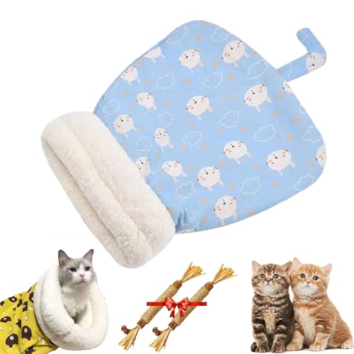 Sherum Purrnest Sleeping Bag, Petsboro Purrnest Sleeping Bag, Cat Sleeping Bag for Indoor Cats, Cozy Warm Sleeping Bag for Cats, Cat Sleeping Bag for Indoor Cats (Style A Blue) von Cemssitu