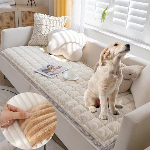 Snugglepaw Pet Bed Couch Cover, Couch Cover for Dogs Washable, Non Slip Pet Couch Covers for Sofa, Dog Blanket for Couch, Dog Couch Cover Protector (20x20 inch (Mini),Beige) von Cemssitu