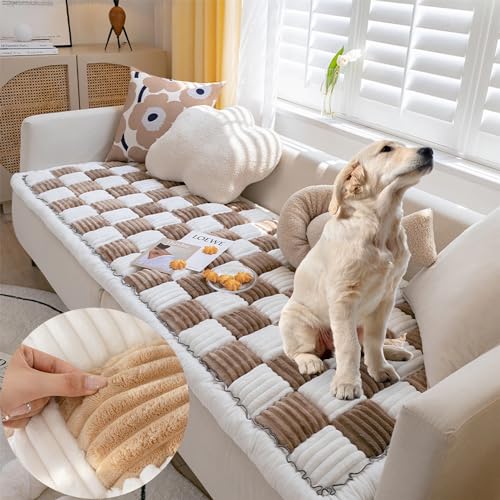 Fuzzy Pet Couch Covers for Sofa, Couch Protector for Dogs, Sofa Covers Waterproof Washable, Protect Your Sofa from All Stains, Damage, Wear, and Tear (20x20 inch (Mini),Brown) von Cemssitu