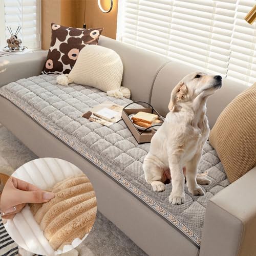 Fuzzy Pet Couch Covers for Sofa, Couch Protector for Dogs, Sofa Covers Waterproof Washable, Protect Your Sofa from All Stains, Damage, Wear, and Tear (24x24 inch (Mini),Gray) von Cemssitu