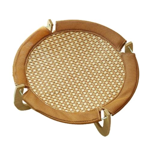 Cenei Haustier-Isomatte, Rattanmatte, Supercooles, Atmungsaktives Rattan-Schlafbett, Kratzfestes Katzen-Hochbett, Holzsockel von Cenei