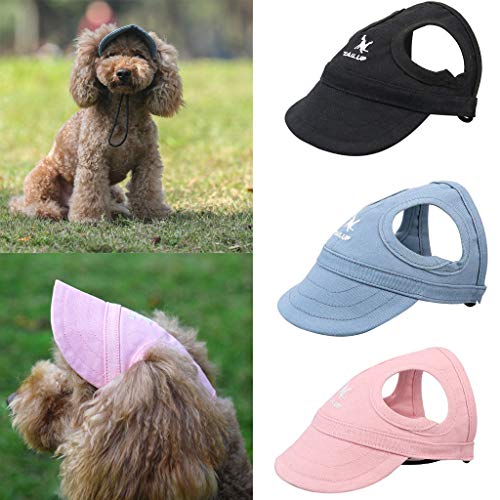 Cenlang Baseballmütze für den Außenbereich, Katze, Hund, Sport, verstellbare Streifen, Sommerreise, modische Haustier-Sonnenhaube mit Ohrlöchern (Schwarz, XL) von Cenlang