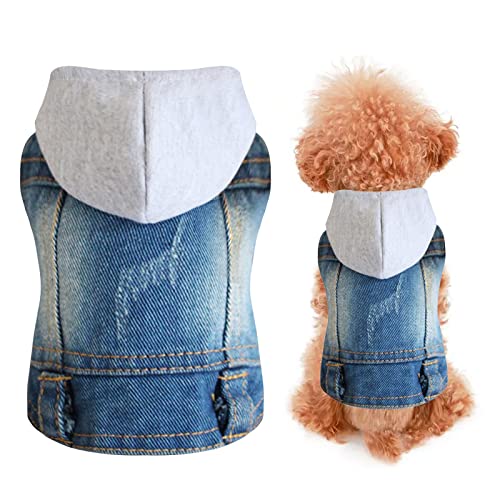 Cenlang Jeansjacke für Hunde, Denim-Weste, Mantel, T-Shirt, bezaubernde Hundewelpenkleidung, bequeme und coole Bekleidung für kleine Hunde (K-Blue, XXL) von Cenlang