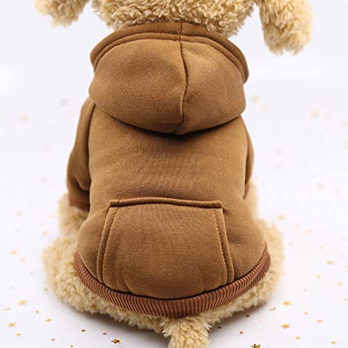 Cenlang Katzen-Hunde-Kapuzenpullover mit Tasche – Sport-Stil, Zweibeinig, Herbst, Winter, warmer Fleece-Pullover, Welpen, Hundekleidung für kleine, mittelgroße und große Hunde, Jungen, Mädchen, Haustierbedarf (Braun, XL) von Cenlang