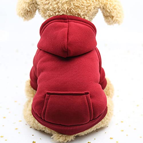 Cenlang Katzen-Hunde-Kapuzenpullover mit Tasche – Sport-Stil, Zweibeinig, Herbst, Winter, warmer Fleece-Pullover, Welpen, Hundekleidung für kleine, mittelgroße und große Hunde, Jungen, Mädchen, Haustierbedarf (Rot, XL) von Cenlang