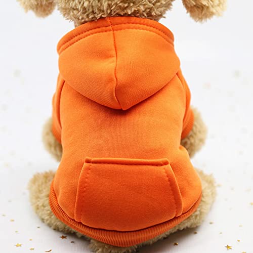 Cenlang Katzen-Hunde-Kapuzenpullover mit Tasche – Sport-Stil, Zweibeinig, Herbst, Winter, warmer Fleece-Pullover, Welpen, Hundekleidung für kleine, mittelgroße und große Hunde, Jungen, Mädchen, Haustierbedarf (Orange, M) von Cenlang