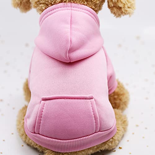 Cenlang Katzen-Hunde-Kapuzenpullover mit Tasche – Sport-Stil, Zweibeinig, Herbst, Winter, warmer Fleece-Pullover, Welpen, Hundekleidung für kleine, mittelgroße und große Hunde, Jungen, Mädchen, Haustierbedarf (Rosa, S) von Cenlang