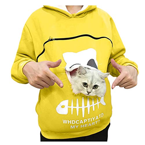 Damen Haustiertasche Hoodies Hund Katze Halter Tragetasche Sweatshirt Große Kängurutasche Pullover Langarm Hoody Tops Hoodie von Cenlang