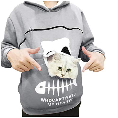 Damen Haustiertasche Hoodies Hund Katze Halter Tragetasche Sweatshirt Große Kängurutasche Pullover Langarm Hoody Tops Hoodie von Cenlang