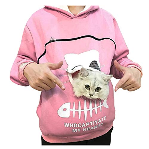 Damen Haustiertasche Hoodies Hund Katze Halter Tragetasche Sweatshirt Große Kängurutasche Pullover Langarm Hoody Tops Hoodie von Cenlang