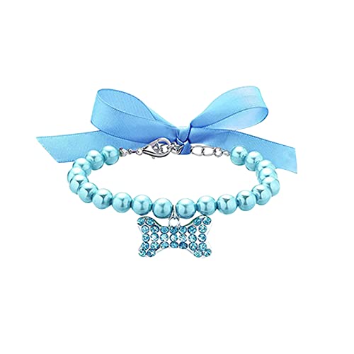 Halsband für kleine Haustiere, Katzen, Hunde, Knochen, verstellbarer Anhänger, Schmuck (Himmelblau, L) von Cenlang