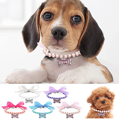 Halsband für kleine Haustiere, Katzen, Hunde, Knochen, verstellbarer Anhänger, Schmuck (Hot Pink, L) von Cenlang