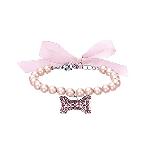 Halsband für kleine Haustiere, Katzen, Hunde, Knochen, verstellbarer Anhänger, Schmuck (Rosa, L) von Cenlang