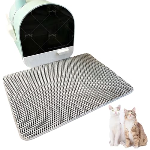 Katzenklo Matte 60 * 40cm, wasserdichte und rutschfeste Katzenstreu Matte, Doppelte Schichte Katzenklo Unterleger, Waben Design Katzenmatte, Zusammenklappbar Matte Katzentoilette für Streu Kontrolle von CensuobOB