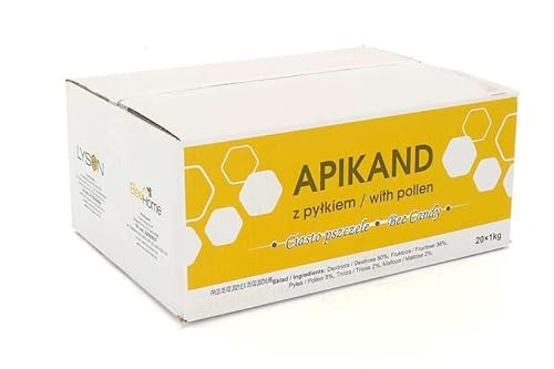 Bienenfutter - Zucker-Teig - Zucker-Paste - Landwirtschaftliches Zubehör - Natürliche Produkte - Imkerei - Honig - Bienenhaltung - Apikand Bienenfondant Teig mit Pollen 20 x 1kg von Centrum Pszczelarskie Łukasiewicz