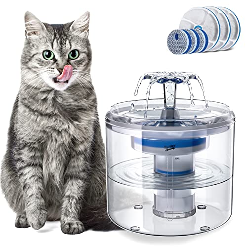 Cenyo Cat Water Fountain, 88oz/2.6L Ultra Quiet Pump Cat Drinking Waterer with 2 Large Filters 8 Levels Circulating, BPA-Free Automatic Pet Visible Water Level Dog Water Dispenser, Cat Water Bowl von TBC PET