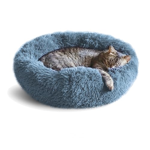 Whiskers & Friends Calming Cat Bed, Cat Beds for Indoor Cats, Small Dog Bed, Large Cat Bed, Cute Fluffy Round Donut Cat Beds & Furniture, Anti Anxiety Pet Bed - Up to 25 Lbs - Washable von Cenyo