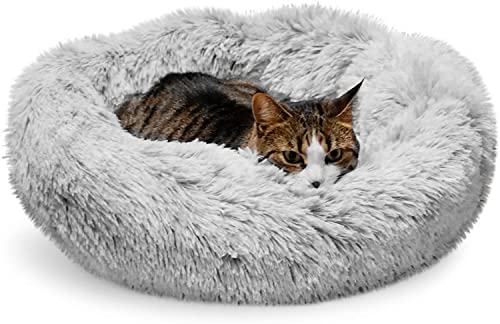 Whiskers & Friends Calming Cat Bed, Cat Beds for Indoor Cats, Small Dog Bed, Large Cat Bed, Cute Fluffy Round Donut Cat Beds & Furniture, Anti Anxiety Pet Bed - Up to 25 Lbs - Washable von Cenyo