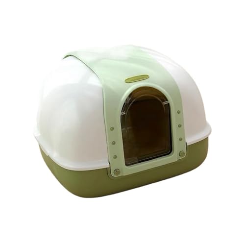 Katzentoilette, Abgedeckte Katzentoilette for Hauskatzen, große, geschlossene Katzentoilette mit Spritzschutz, leicht zu reinigen und zusammenzubauen, inklusive Schaufel und Matte, Pet Box(Green) von Cenz-888